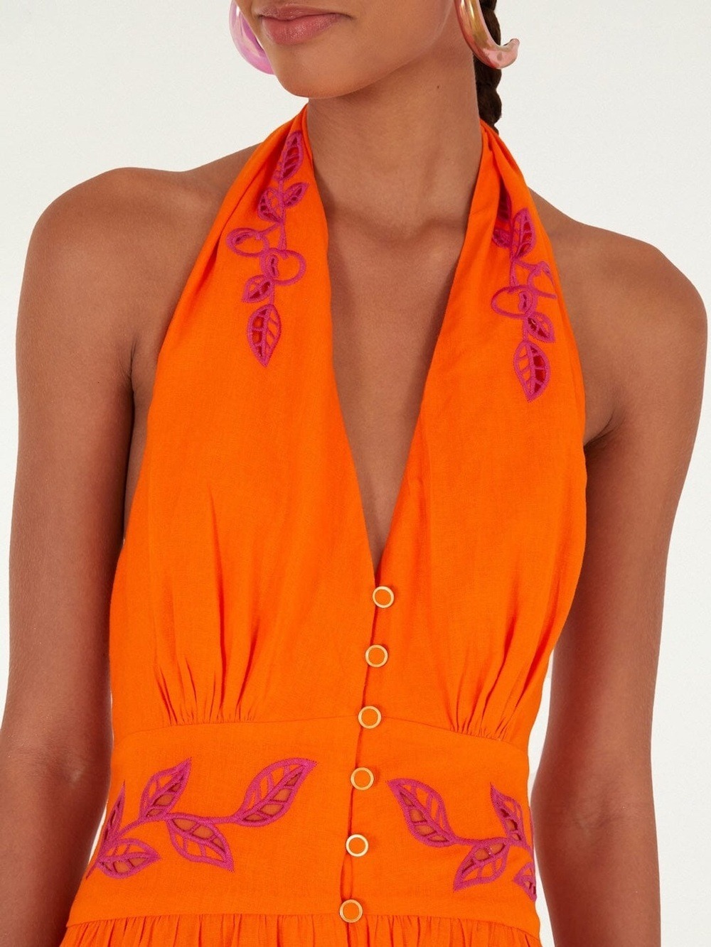 Farm Rio Orange Fruit Richelieu Artisanal Maxi Dress - Picture 2 of 8